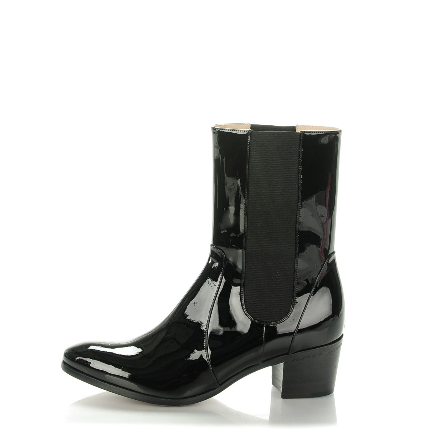Patent Calfskin Heeled Boots 41.5 Black