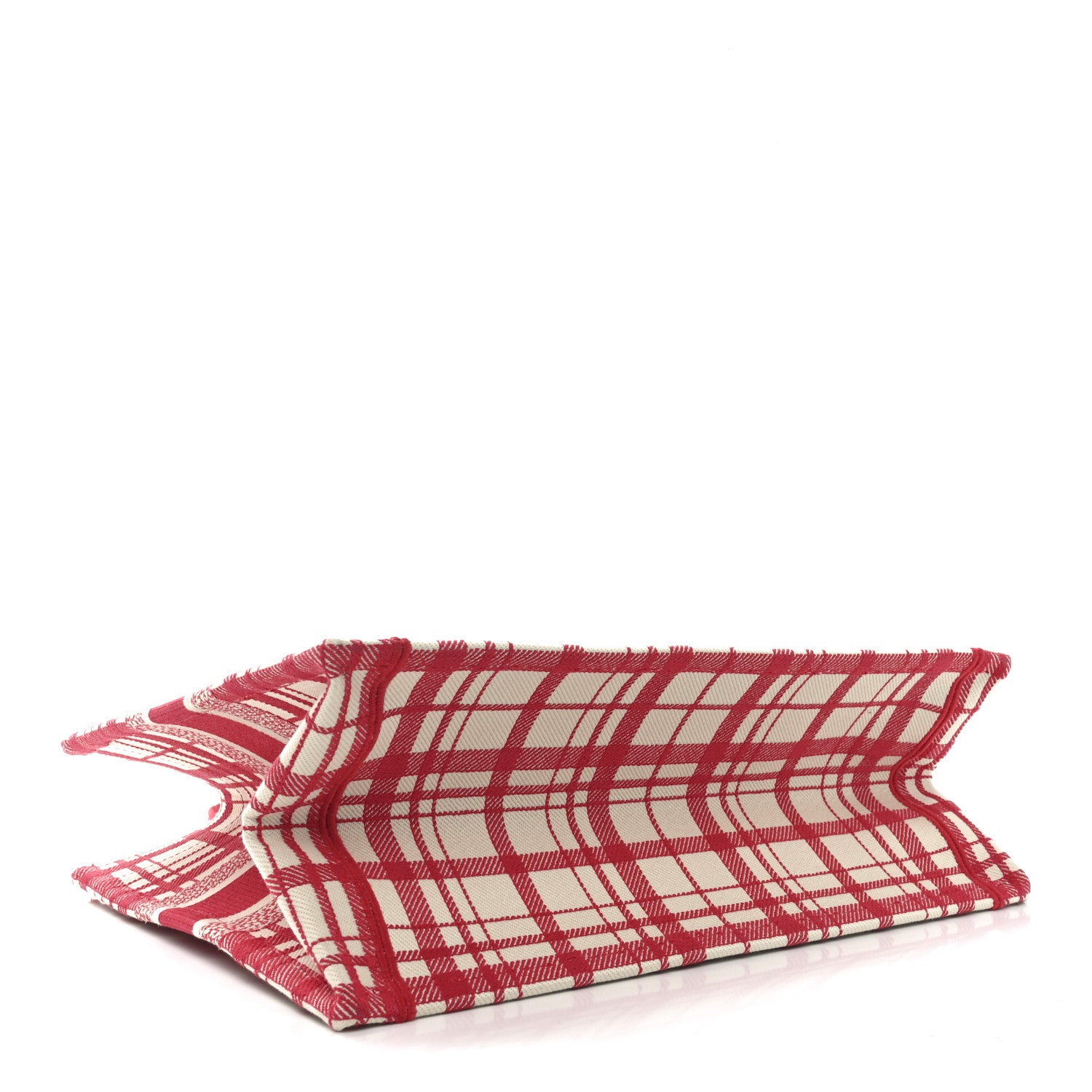 Christian Dior Canvas Embroidered Medium Check'n'Dior Book Tote Red Multicolor 4 of 11
