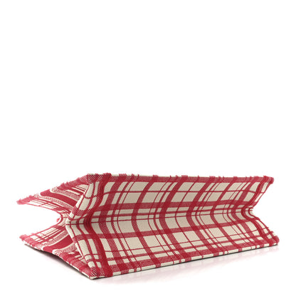 Christian Dior Canvas Embroidered Medium Check'n'Dior Book Tote Red Multicolor 4 of 11