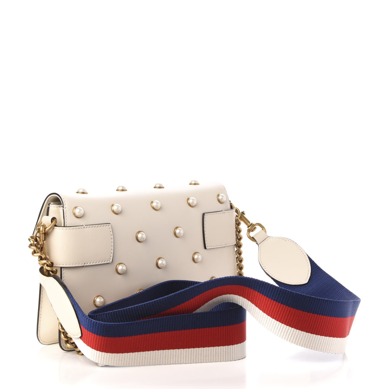 Gucci Nappa Pearl Studded Mini Queen Margaret Broadway Shoulder Bag Mystic White 4 of 13