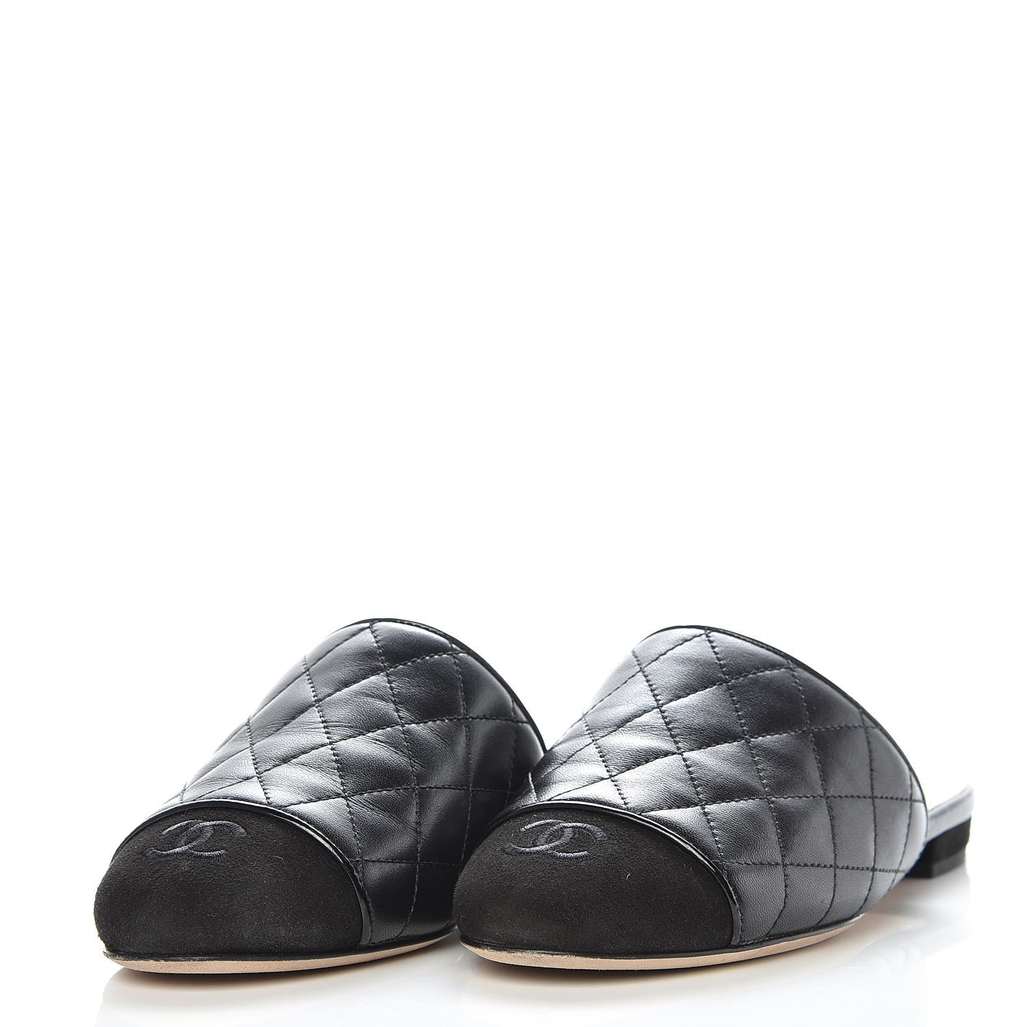 Chanel Lambskin Kid Suede Quilted Mules 36 Black 3 of 16