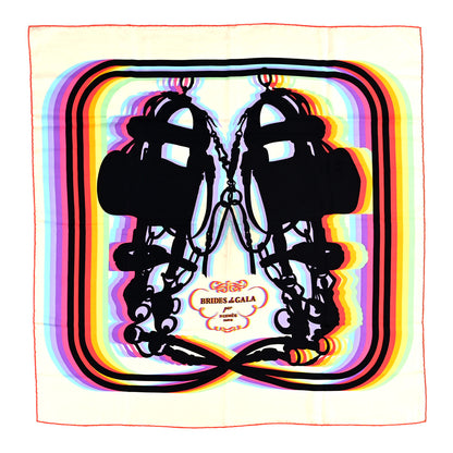 Hermes Silk Brides De Gala Shadow Scarf 90 Creme Black Rose Fluo 1 of 4