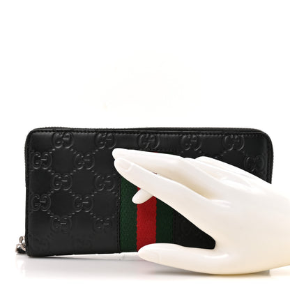 Gucci Guccissima Web Zip Around Wallet Black 2 of 8