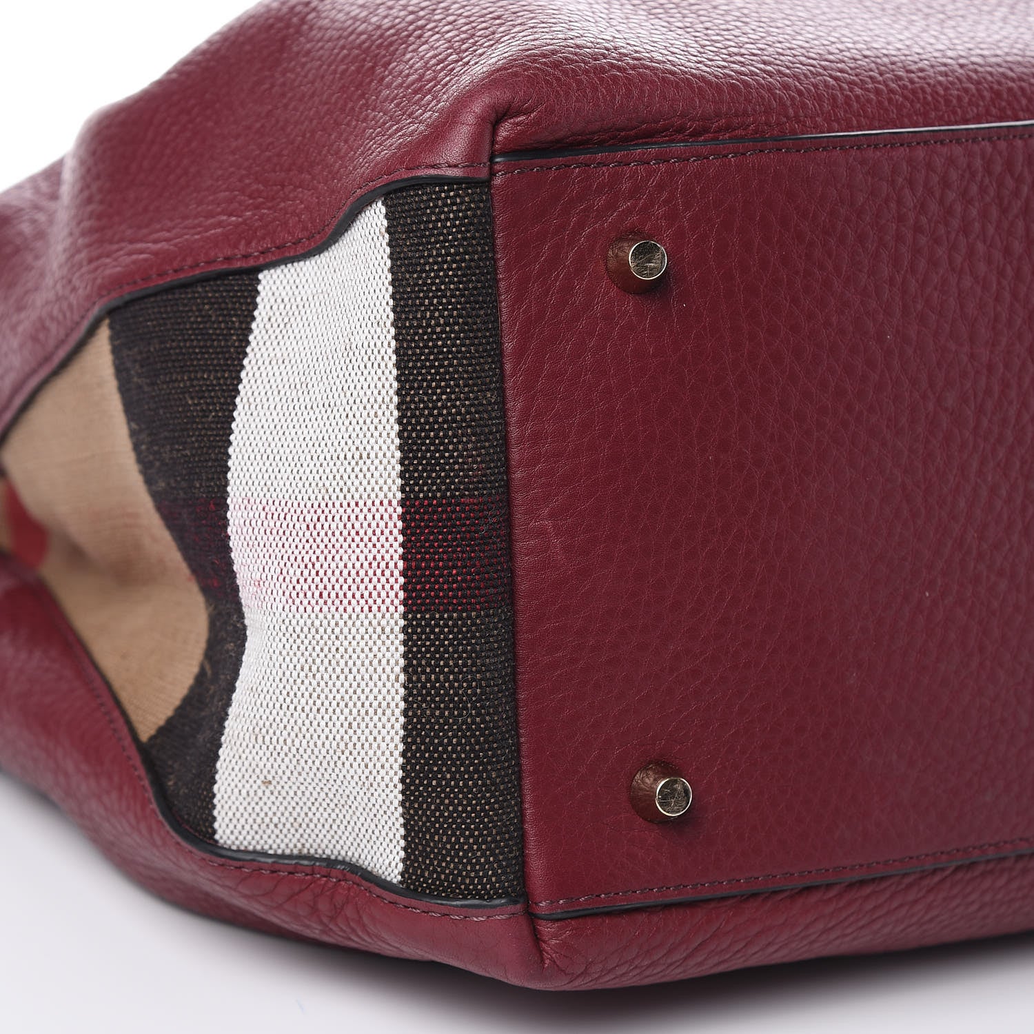 Burberry Grainy Calfskin House Check Medium Maidstone Burgundy Red 9 of 13