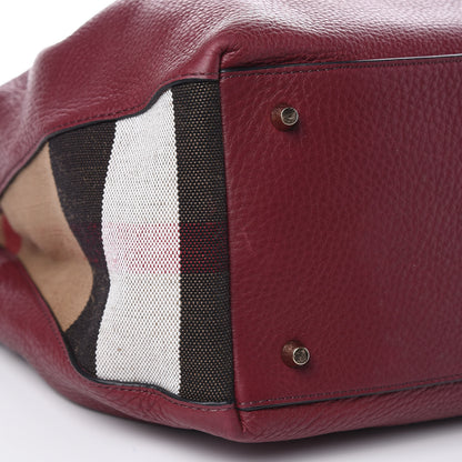 Burberry Grainy Calfskin House Check Medium Maidstone Burgundy Red 9 of 13