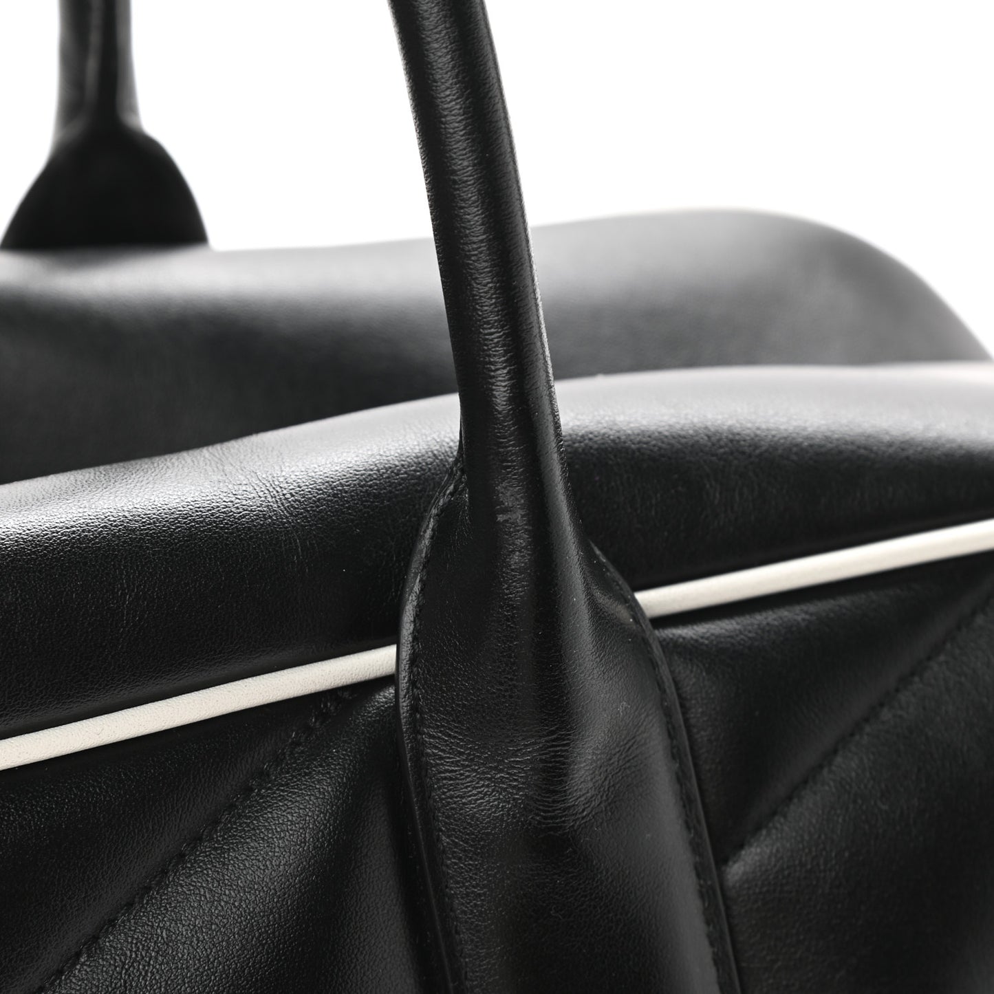 Calfskin Miles Logo Bowler Duffel Bag Black