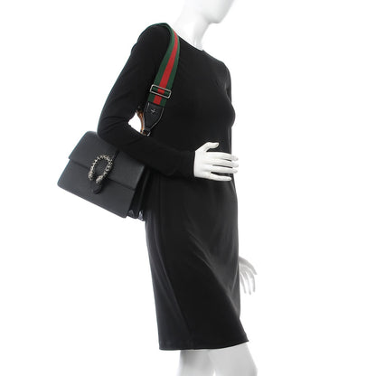 Gucci Dollar Calfskin Crystal Web Medium Dionysus Bamboo Top Handle Bag Black Black Diamond 3 of 8