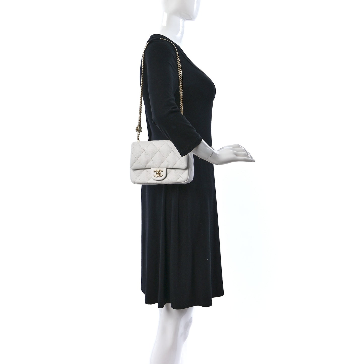Caviar Quilted Mini Sweetheart Flap White