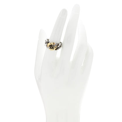 John Hardy Sterling Silver 18K Yellow Gold Classic Chain Curb Link Ring 54 7 2 of 5
