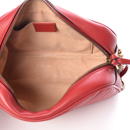 Gucci Calfskin Matelasse Small GG Marmont Chain Shoulder Bag Hibiscus Red 7 of 9
