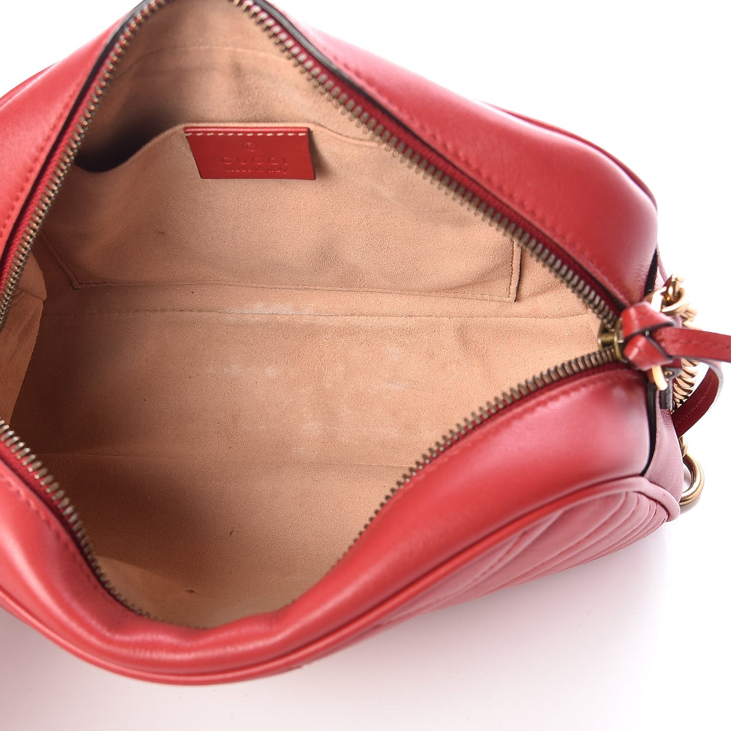 Calfskin Matelasse Small GG Marmont Chain Shoulder Bag Hibiscus Red