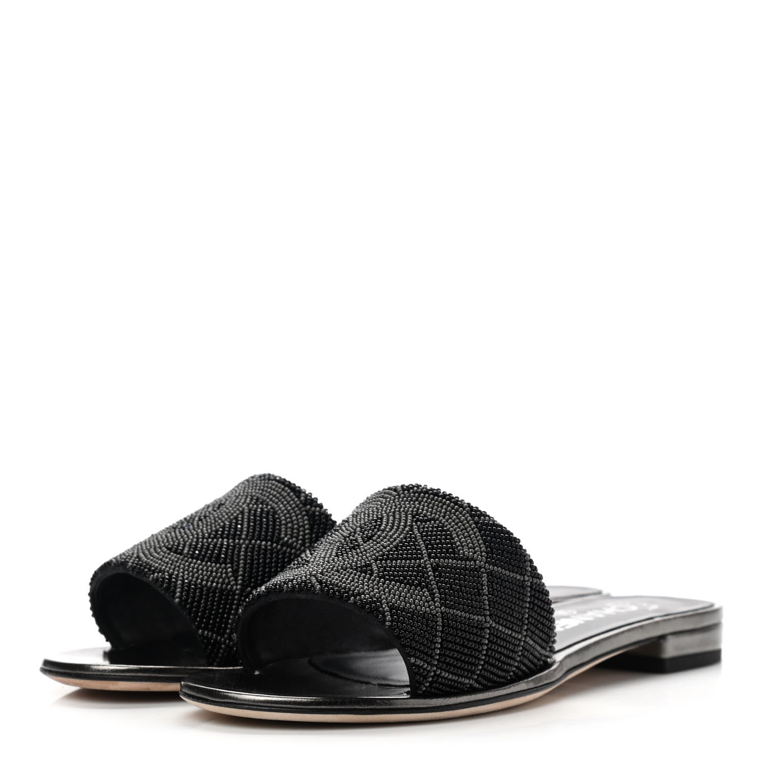 Chanel Pearl Embroidery CC Mules 36 Black 3 of 10