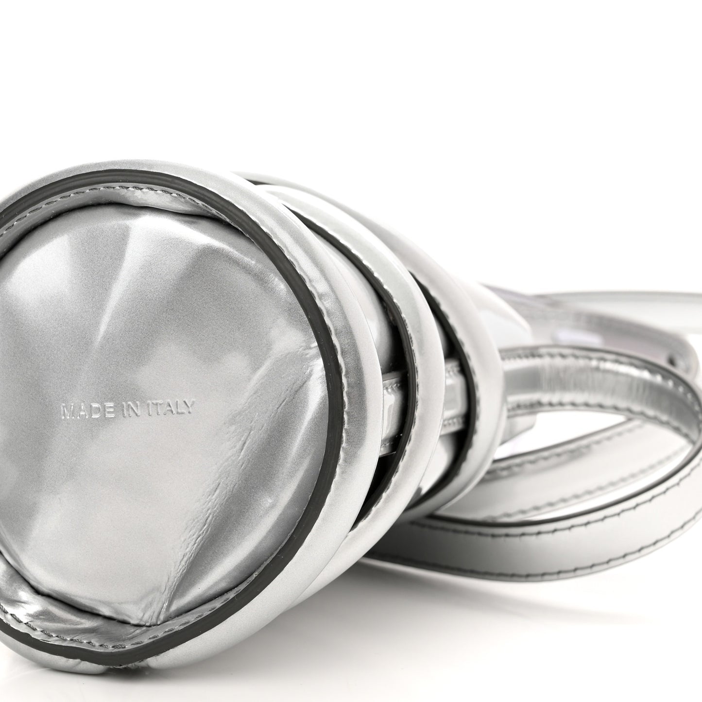 Metallic Calfskin The Curve Mini Shoulder Bag Silver