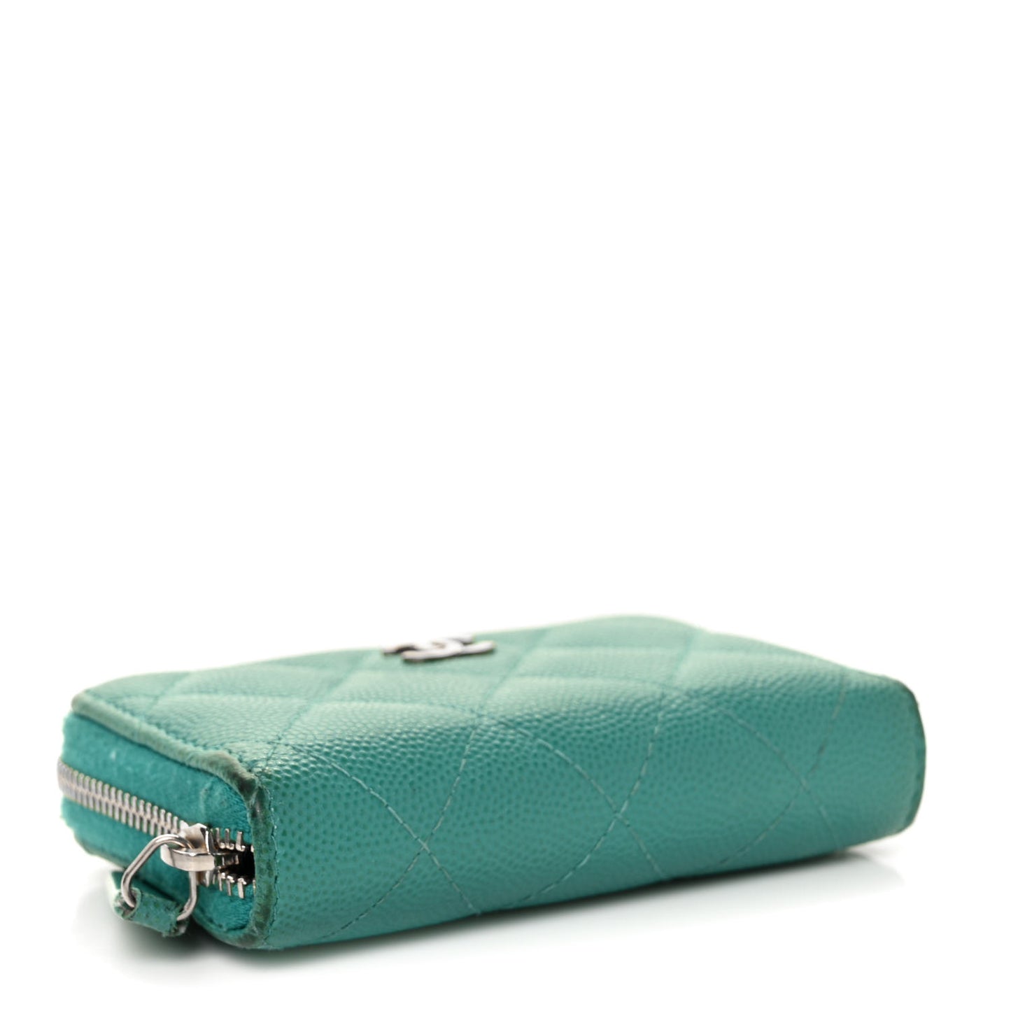 Caviar Quilted Zip Coin Purse Turquoise