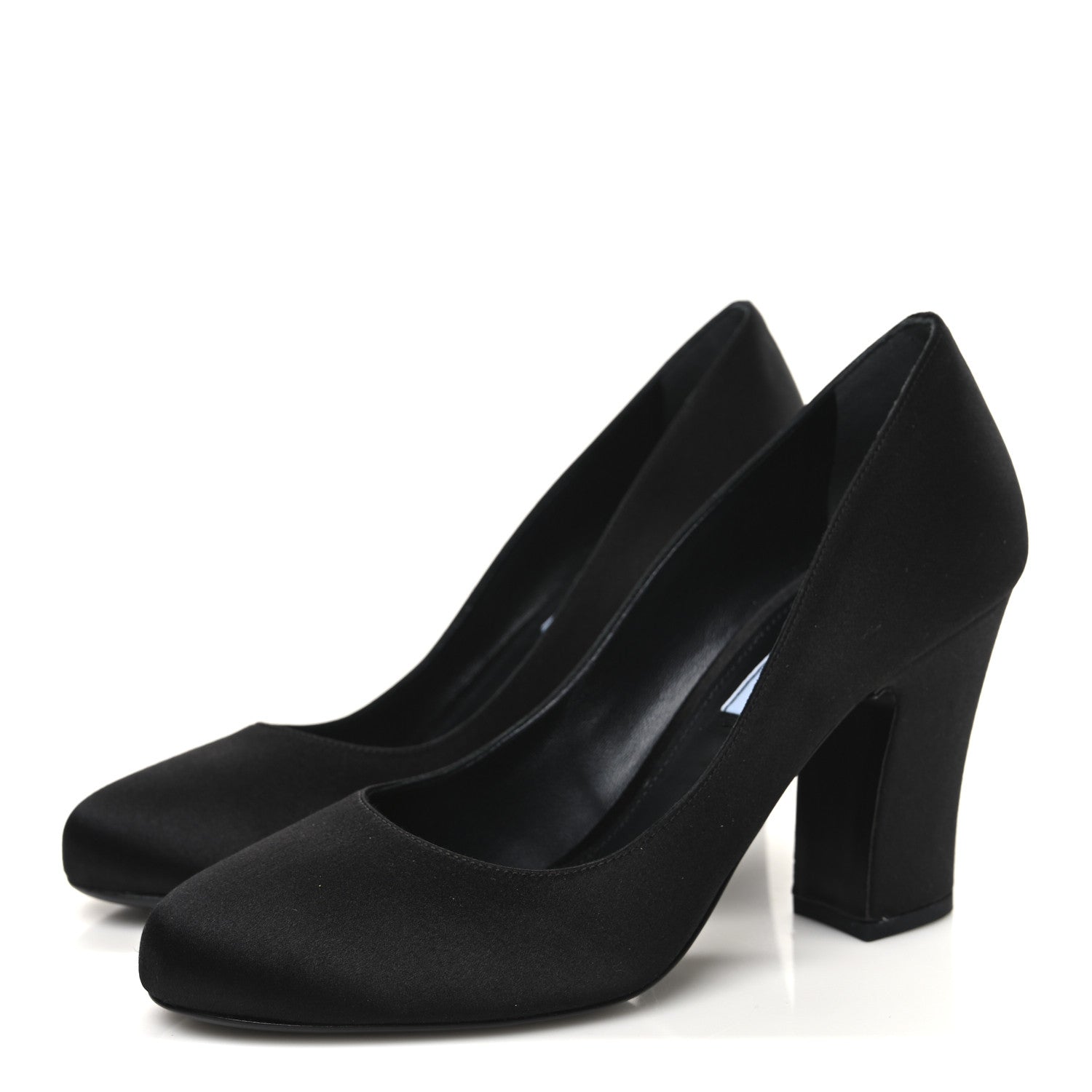 Prada Satin Block Heel Pump 36 Black 4 of 10