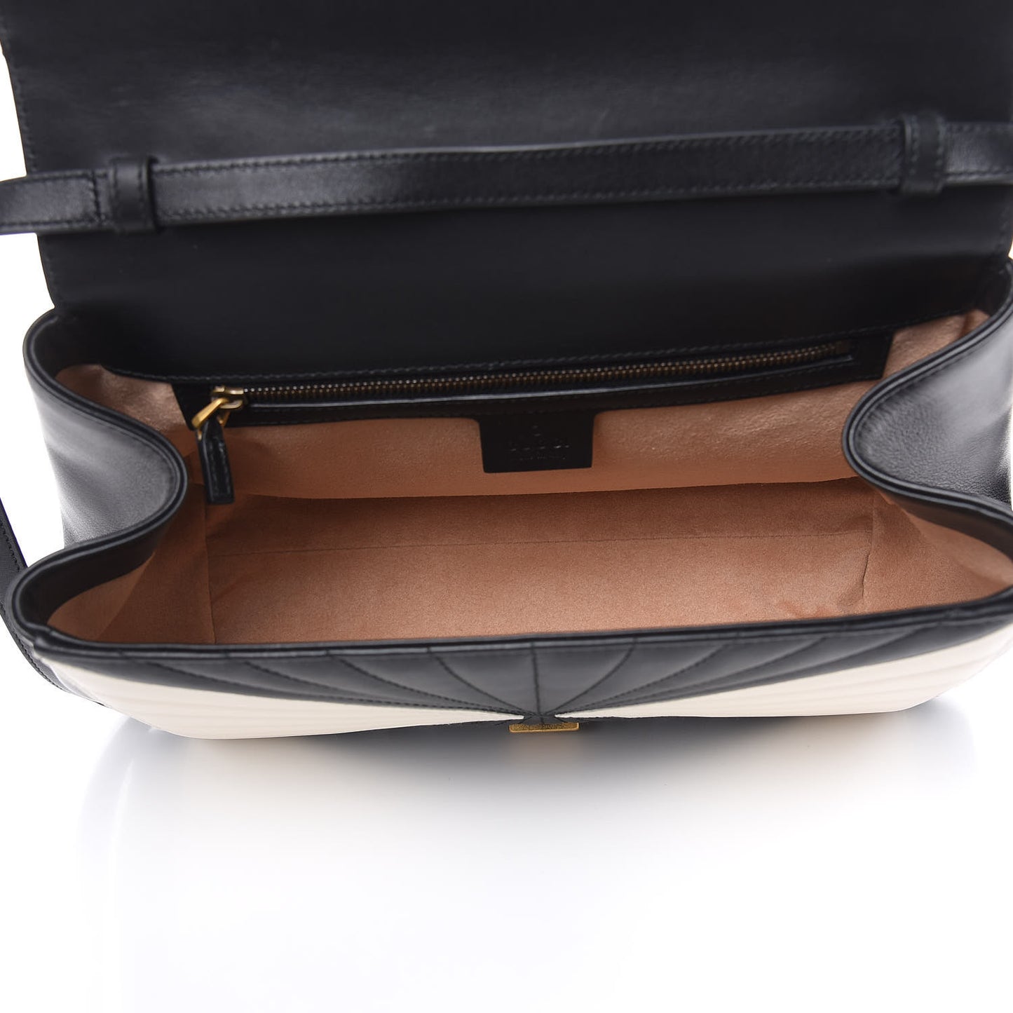 Calfskin Bamboo Trapuntata Queen Margaret Top Handle Bag Mystic White Black