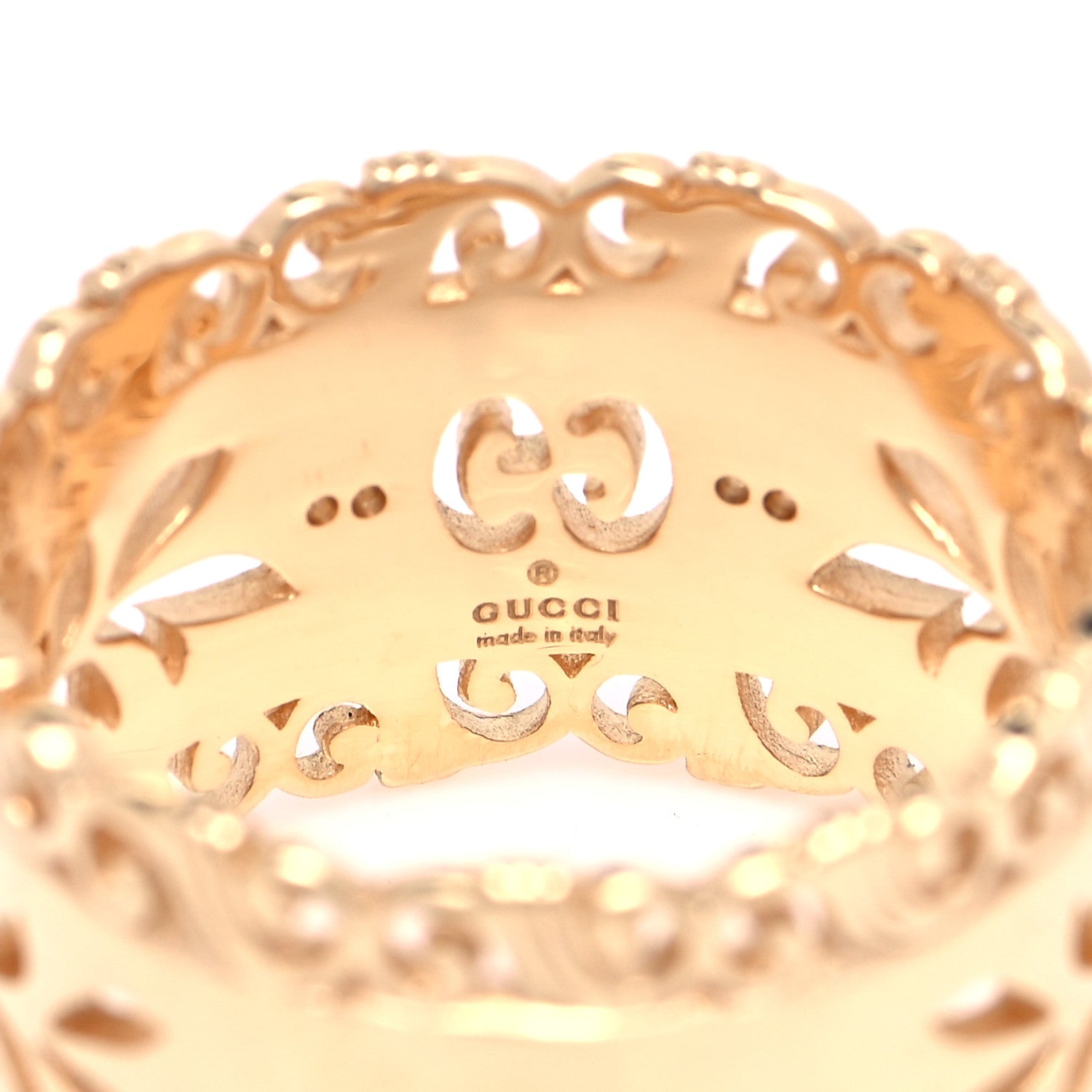 Gucci 18K Yellow Gold Wide Icon Blooms Ring 58 8.25 5 of 5