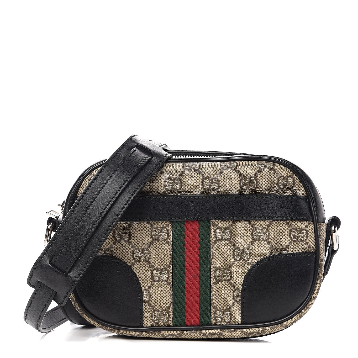 Gucci GG Supreme Monogram Web Small Shoulder Bag Black 1 of 9