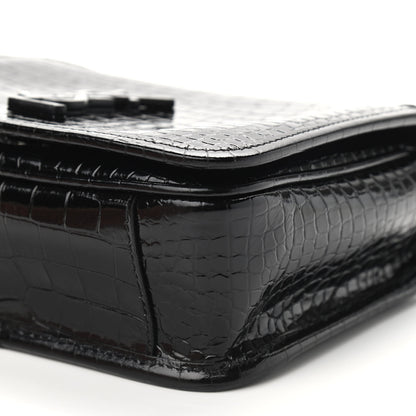 Saint Laurent Crocodile Embossed Lambskin Matelasse Monogram Niki Chain Wallet Black 8 of 8