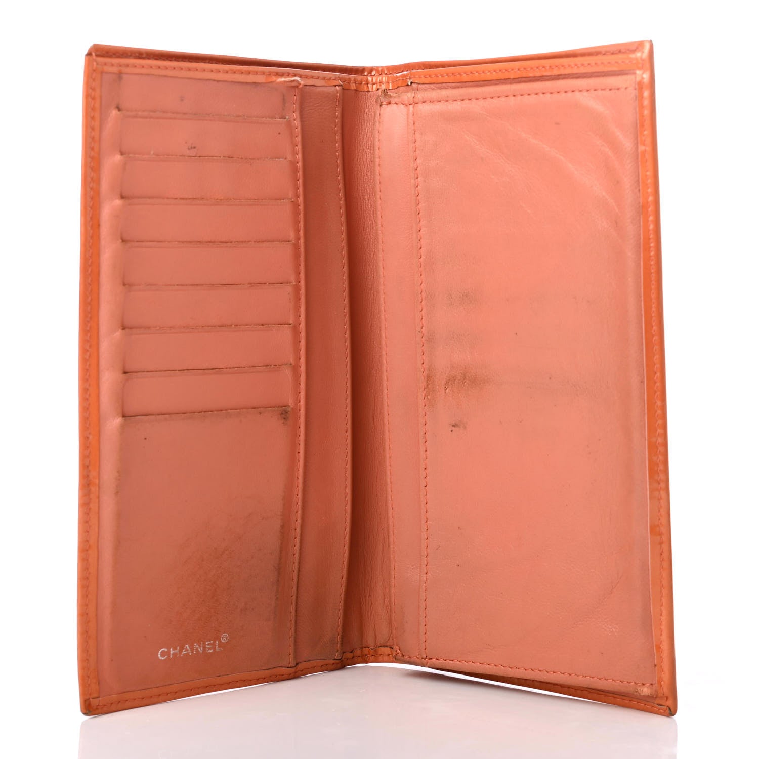 Chanel Patent CC Yen Wallet Orange 5 of 13