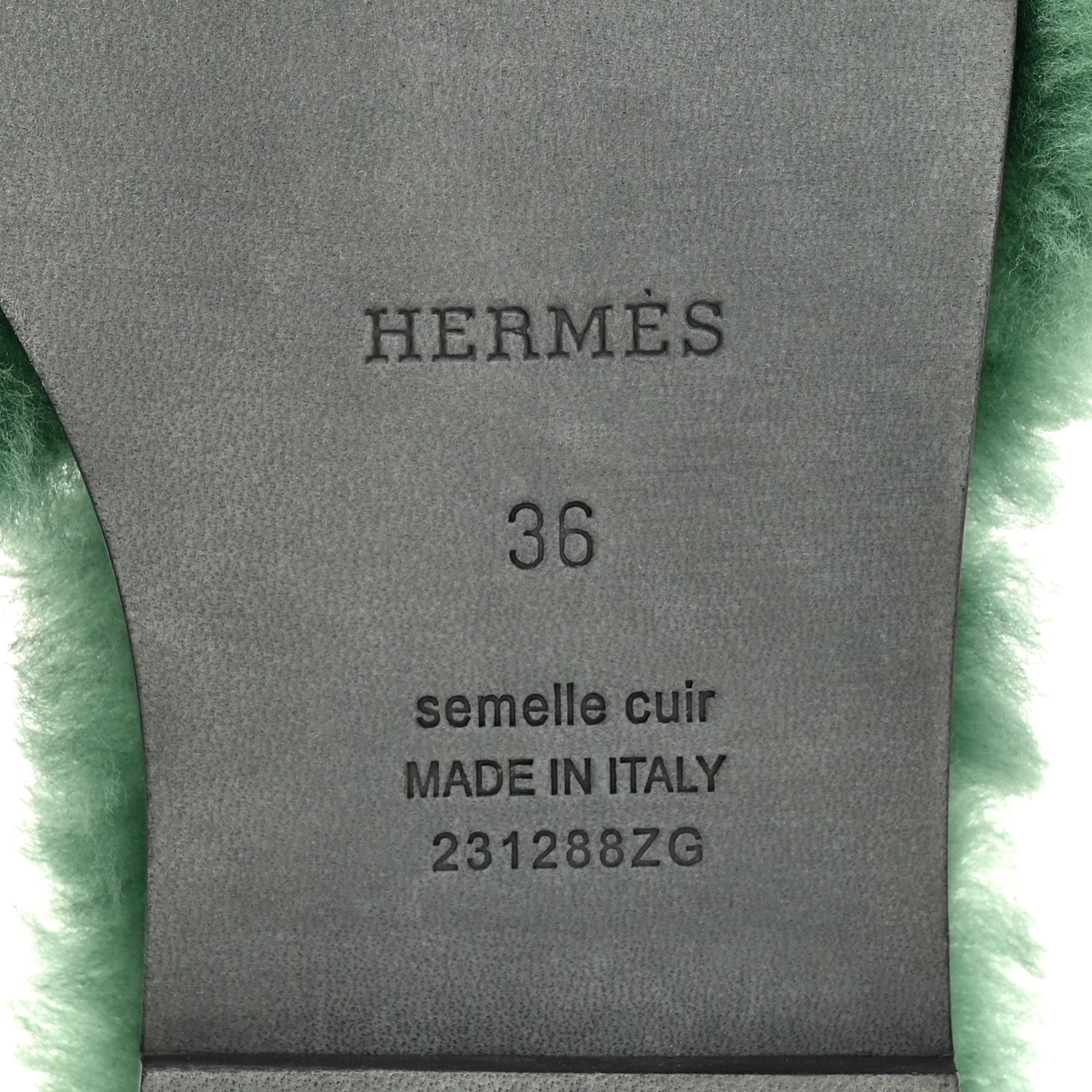 Hermes Woolskin Oran Sandals 36 Vert Anglais 7 of 9