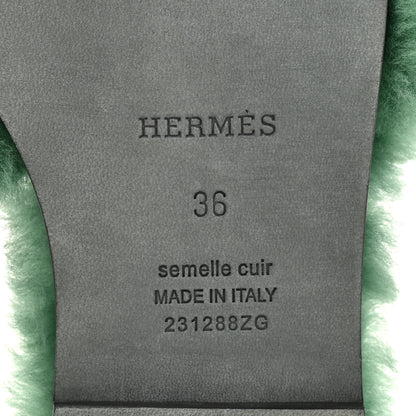 Hermes Woolskin Oran Sandals 36 Vert Anglais 7 of 9