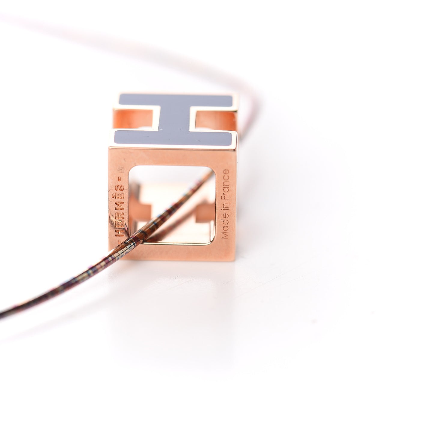 Rose Gold Lacquered Cage d'H Pendant Necklace Marine