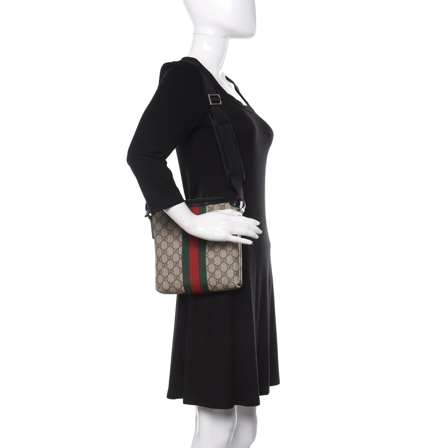GG Supreme Monogram Web Messenger Bag Black