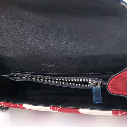 Saint Laurent Canvas Matelasse Chevron American Flag Monogram Medium College Bag Red Blue 4 of 4