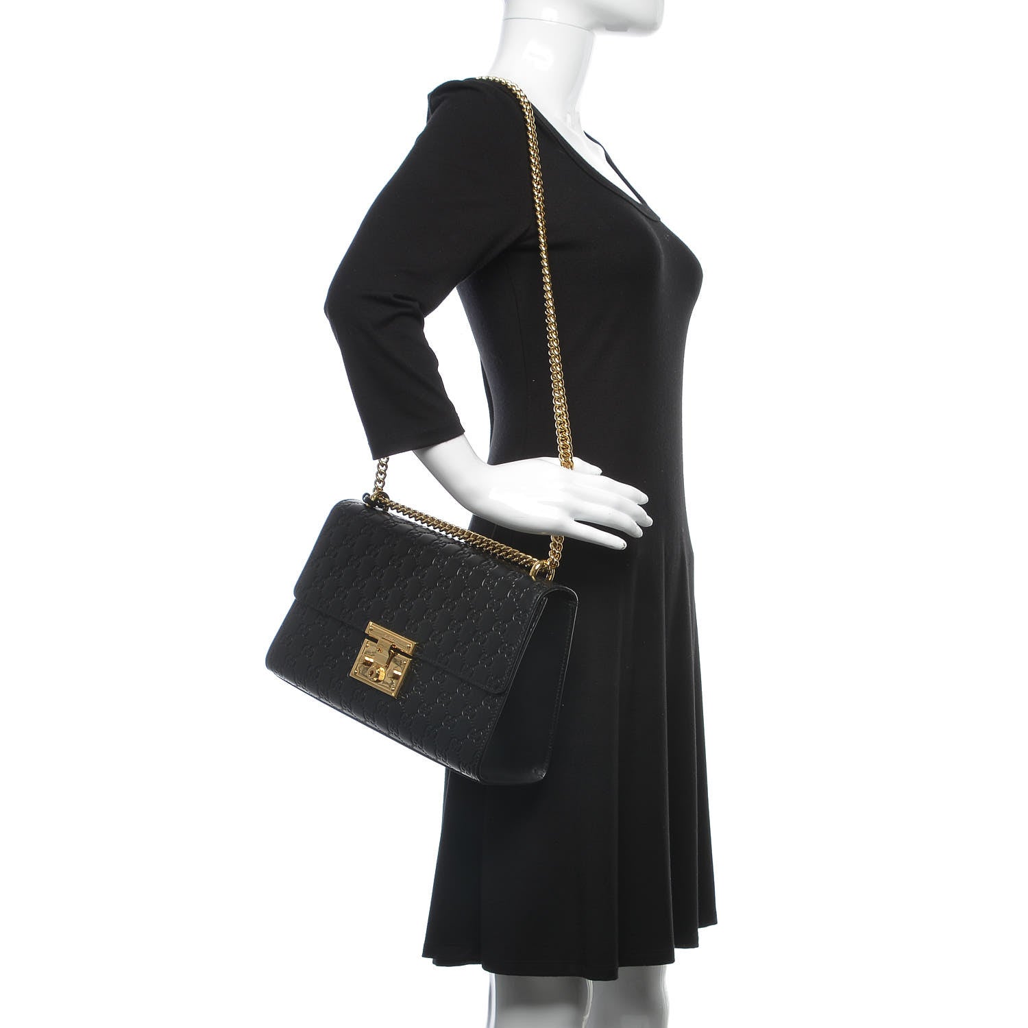 Gucci Guccissima Medium Padlock Shoulder Bag Black 3 of 9