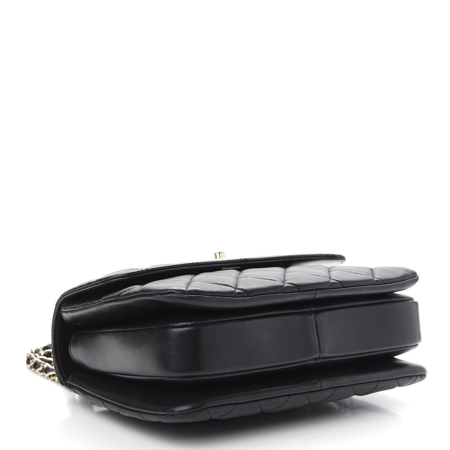 Lambskin Quilted Small Trendy CC Dual Handle Flap Bag Black