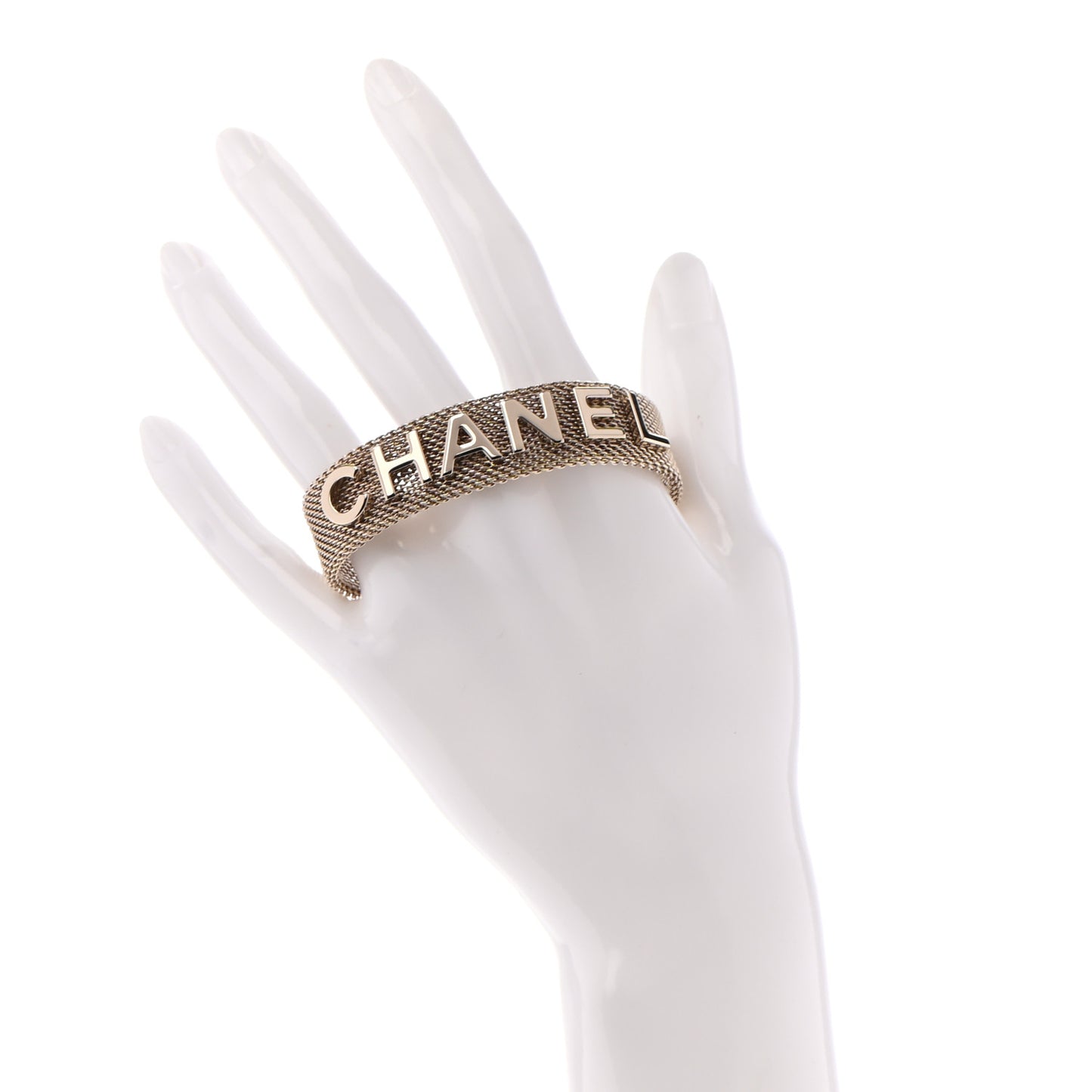 Metal Mesh Logo Bracelet Gold