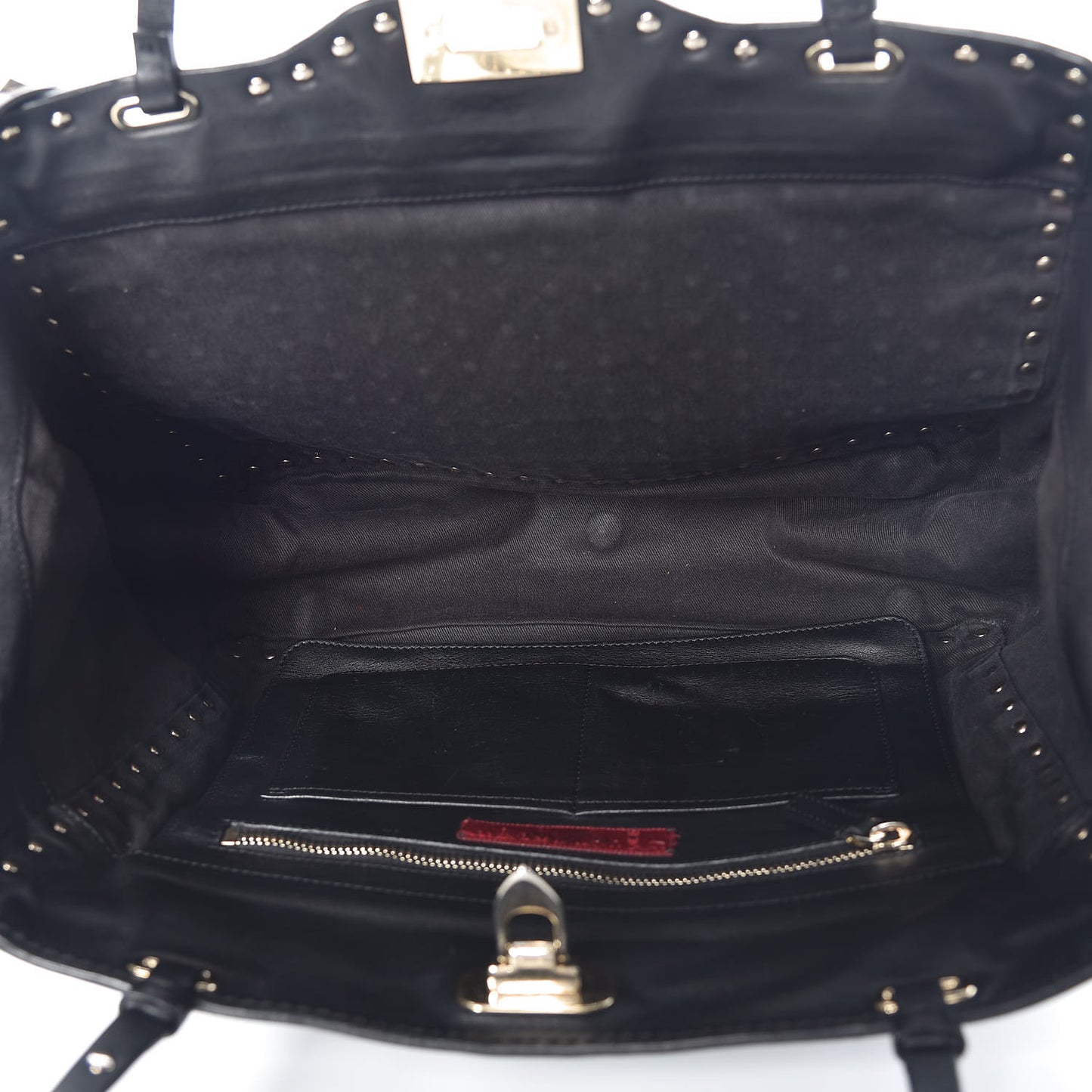 Vitello Medium Rockstud All Over Tote Black