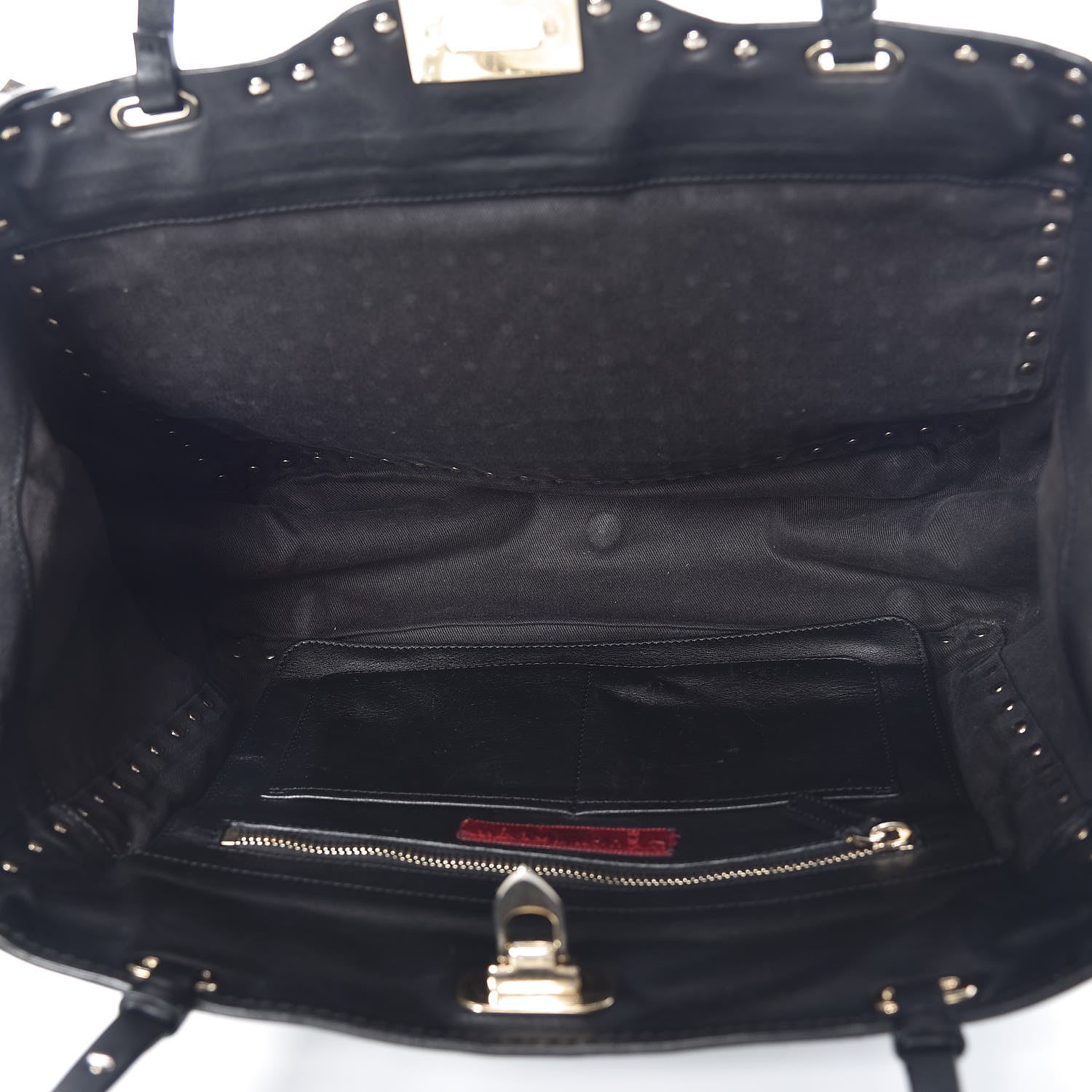 Valentino Garavani Vitello Medium Rockstud All Over Tote Black 7 of 8