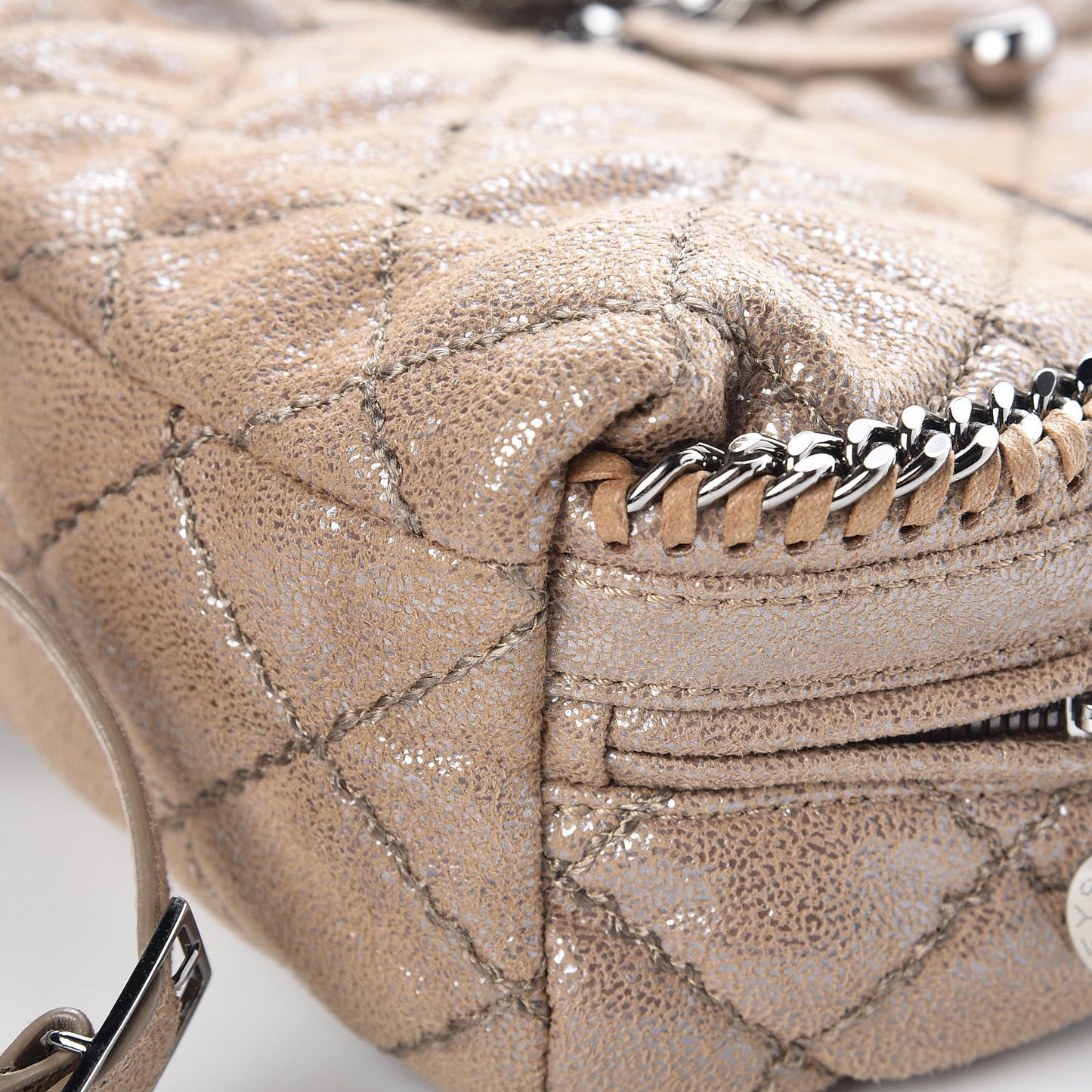 Shaggy Deer Quilted Mini Falabella Backpack Taupe