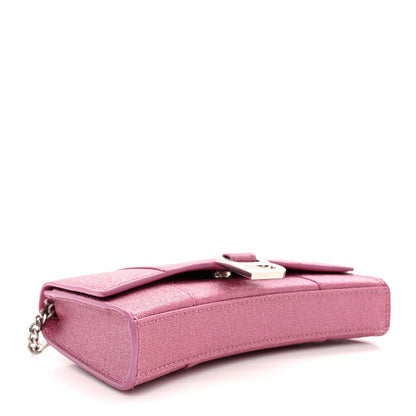 Balenciaga Sparkling Fabric XS Hourglass Wallet On Chain Sweet Pink 4 of 11