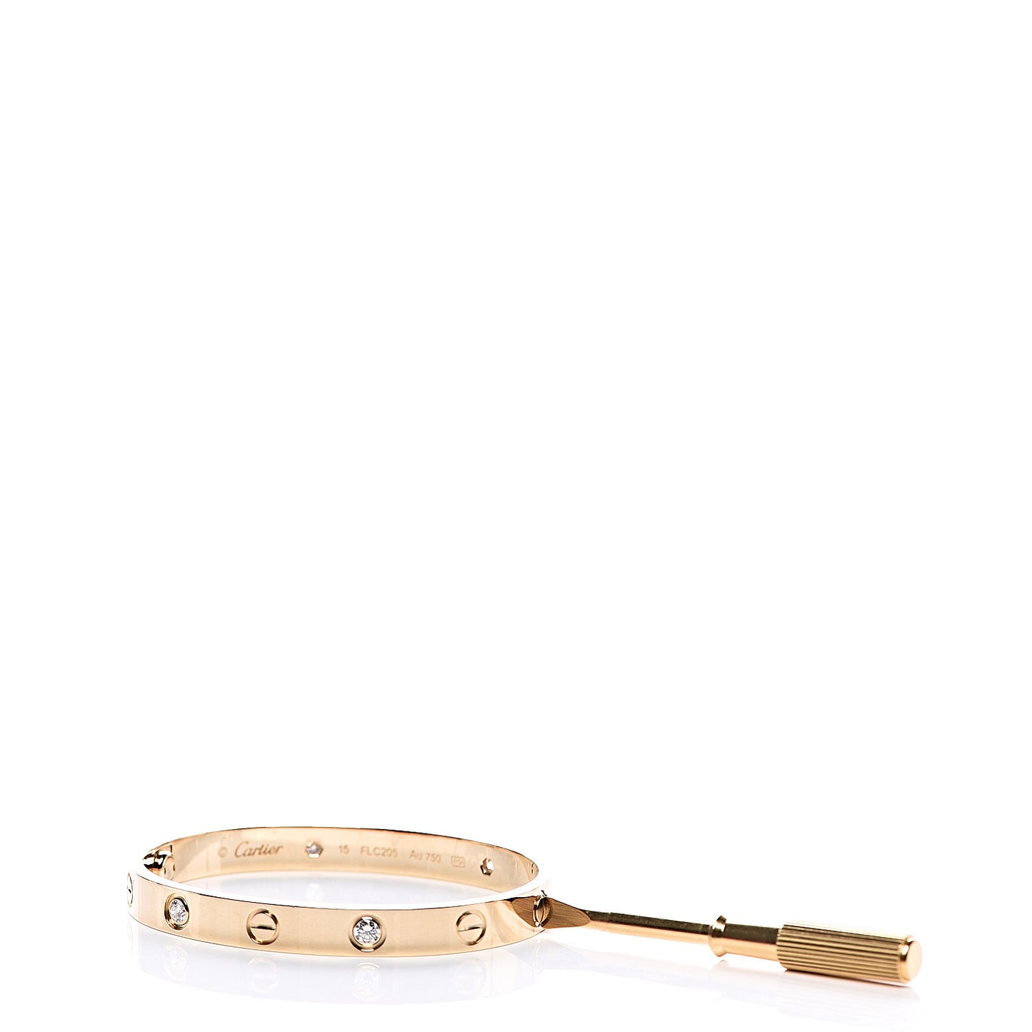 18K Yellow Gold 4 Diamond LOVE Bracelet 15