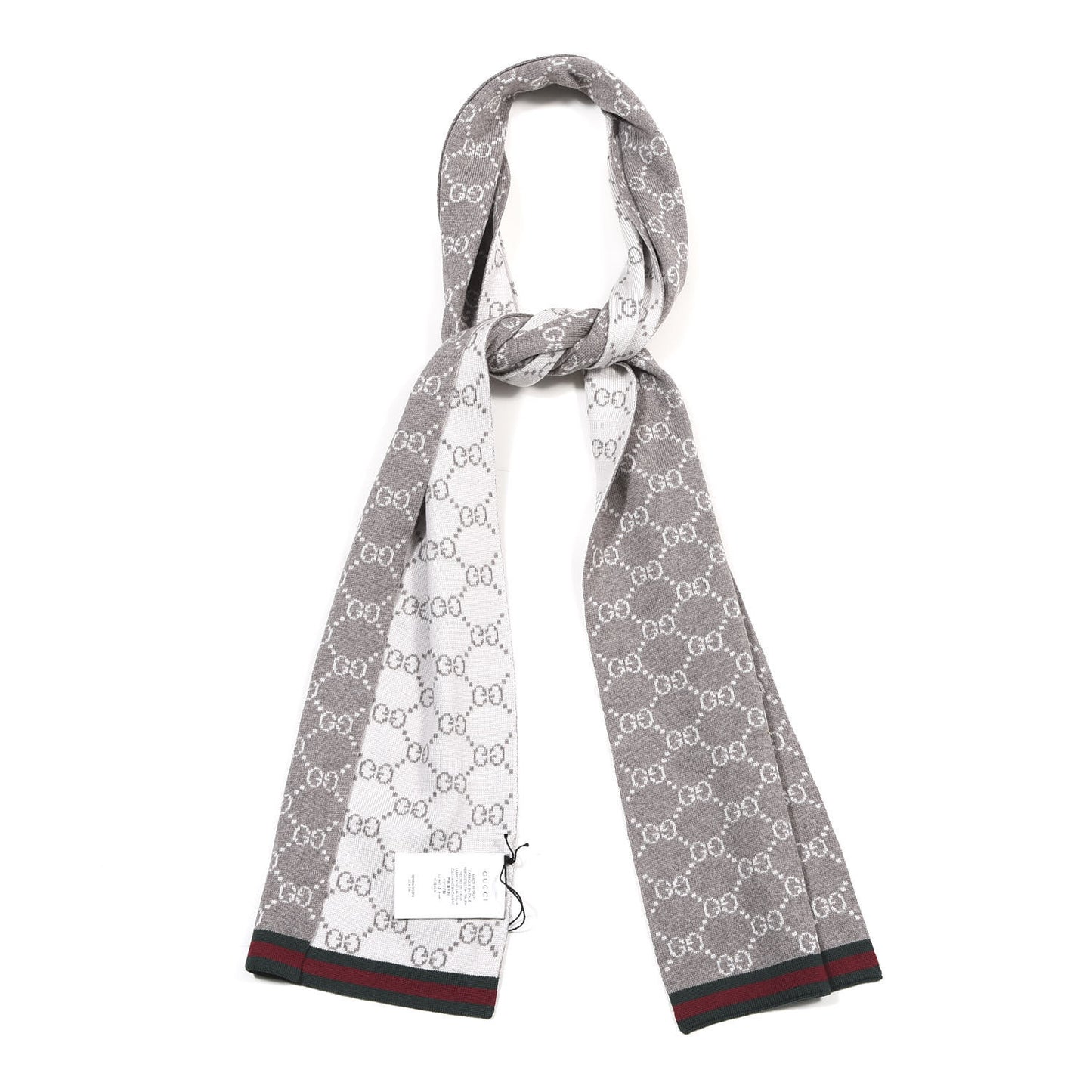 Wool Tricot GG Monogram Web Solange Scarf Coffee Ivory