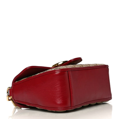 Gucci Monogram Glazed Calfskin Matelasse Diagonal Mini GG Marmont Top Handle Shoulder Bag Beige Ebony New Cherry Red 4 of 13