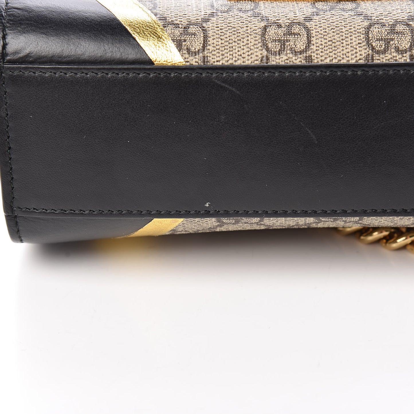 Calfskin GG Supreme Monogram Small Padlock Shoulder Bag Black Gold