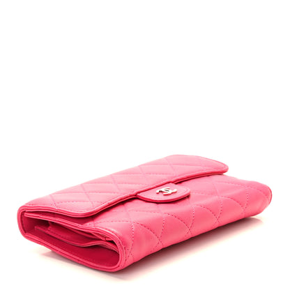Chanel Lambskin Quilted Large Gusset Flap Wallet Fuchsia 3 of 14