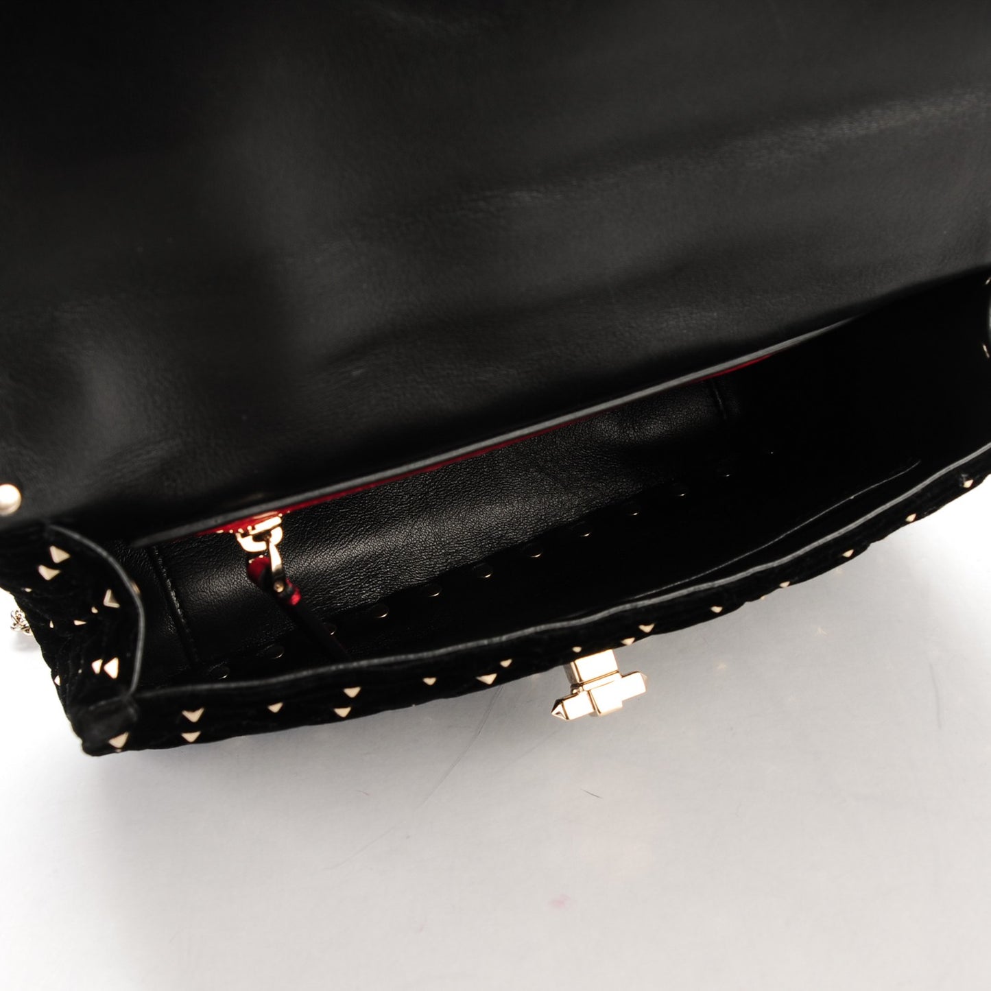 Velvet Medium Rockstud Spike Shoulder Bag Black
