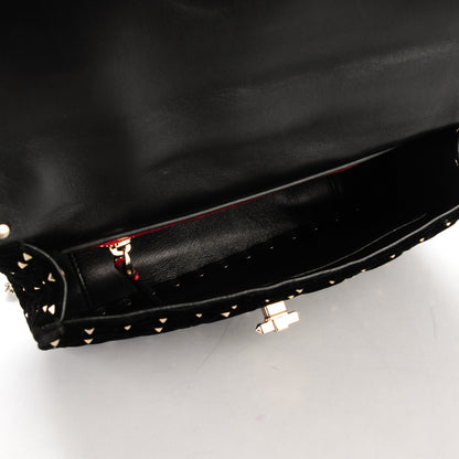 Valentino Garavani Velvet Medium Rockstud Spike Shoulder Bag Black 5 of 6