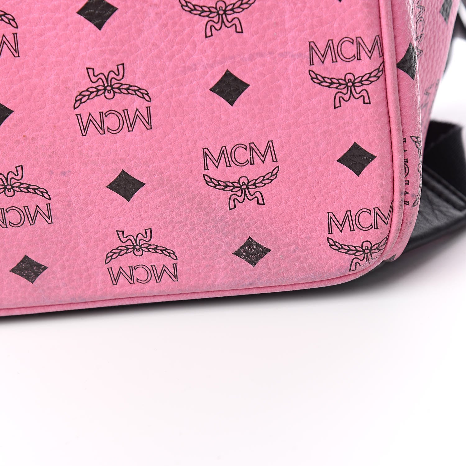 MCM Visetos Studded Colorblock Stark Brock Backpack Pink Black 9 of 16