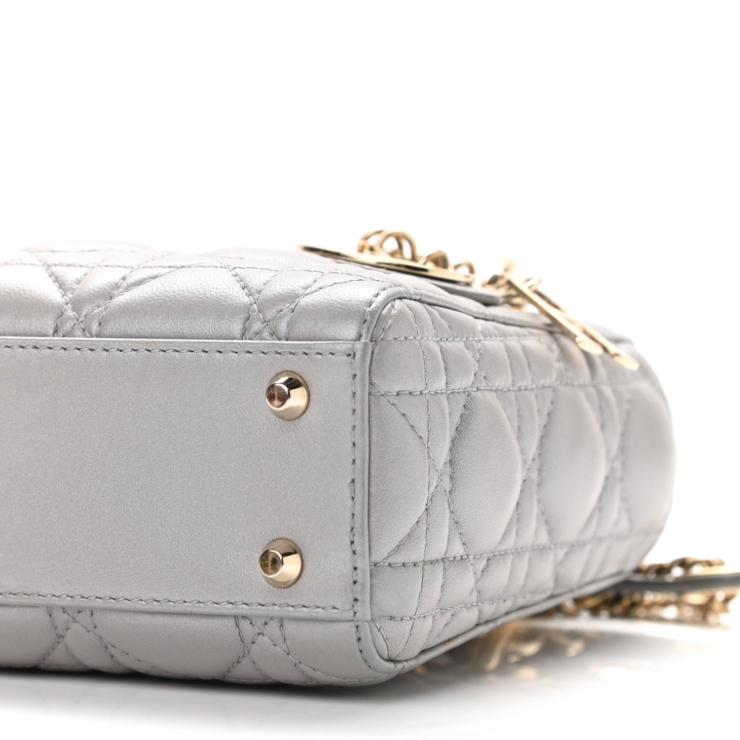 Christian Dior Lambskin Cannage Mini Lady Dior Grey 9 of 9