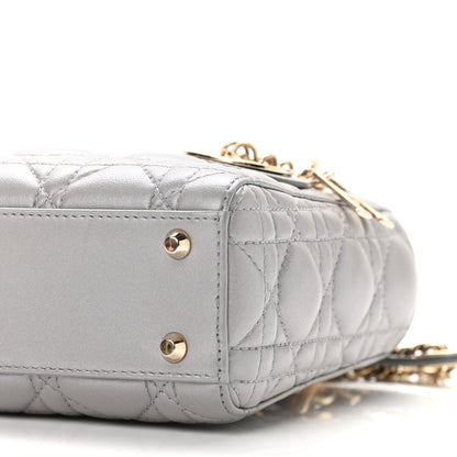 Christian Dior Lambskin Cannage Mini Lady Dior Grey 9 of 9