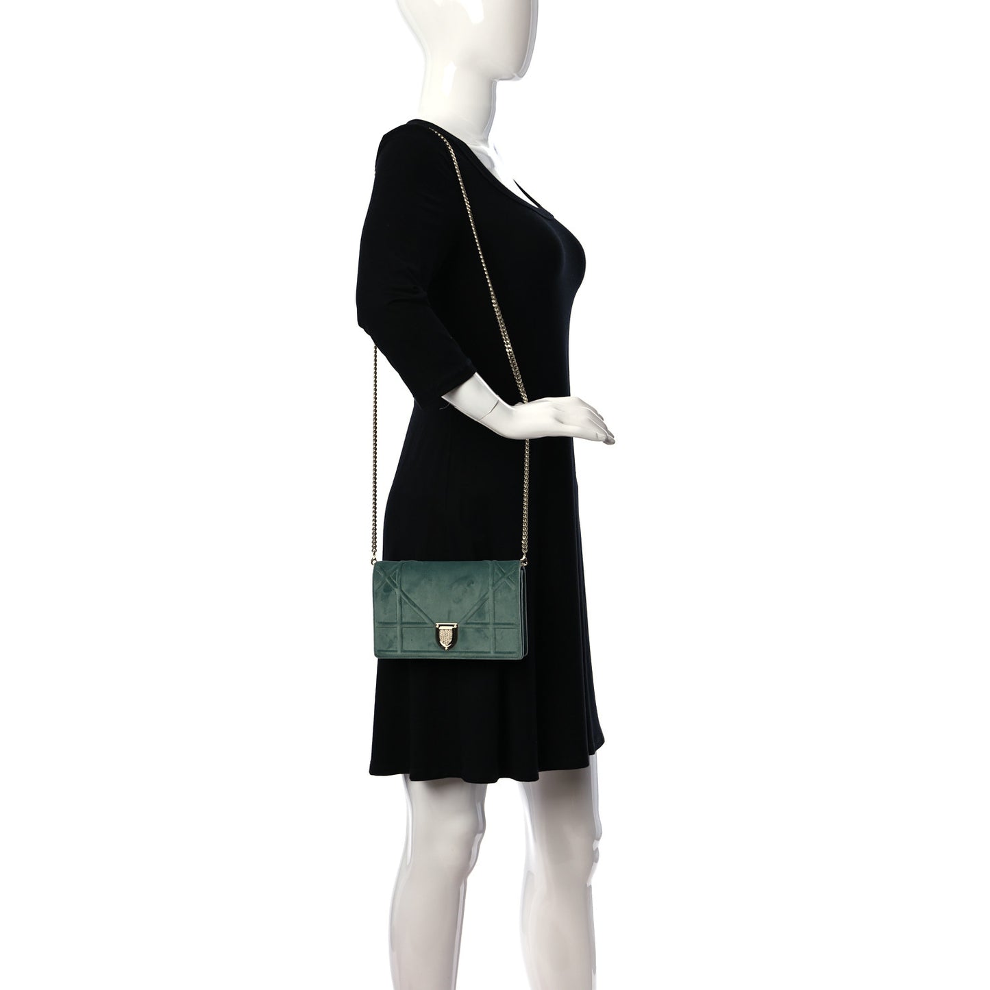 Velvet Diorama Wallet On Chain Pouch Water Blue