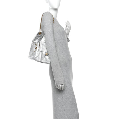 Chanel Metallic Caviar Quilted Small Chanel 25 Handbag Silver 2 of 10