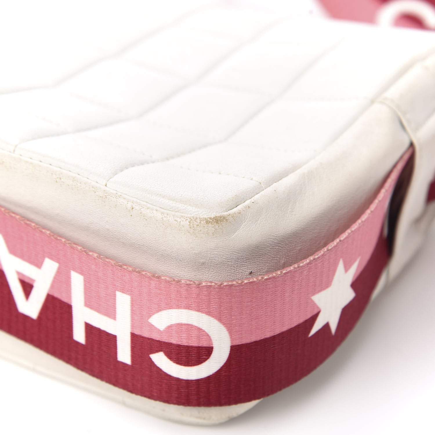Chanel Lambskin Square Stitched Sport Flap White Red 14 of 15