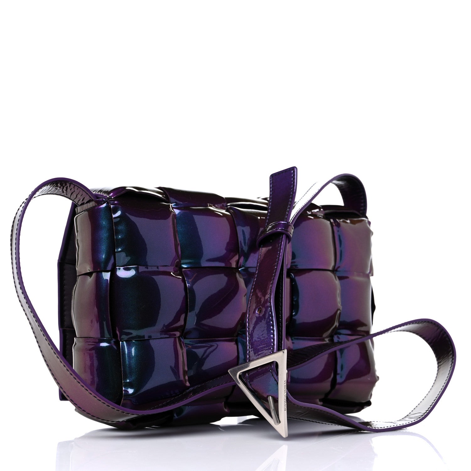 Bottega Veneta Glossy Nail Polish Nappa Maxi Intreccio Padded Cassette Crossbody Bag Holographic 3 of 8